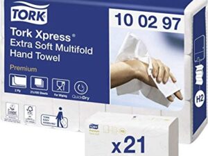 Hand towel sheets Tork Premium Extra Soft H2, 2-Ply, 100 sheets, 34x21.2cm, W, cellulose, (21pcs)