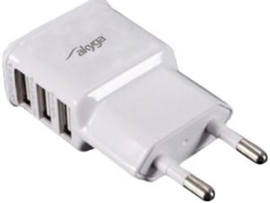 TRX Akyga USB nabíječka 220V/ 5V/ 3.1A/ 3x USB/ bílá