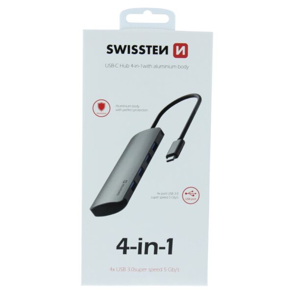 USB jagaja Swissten USB-C - 4 x USB-A (USB3.0)