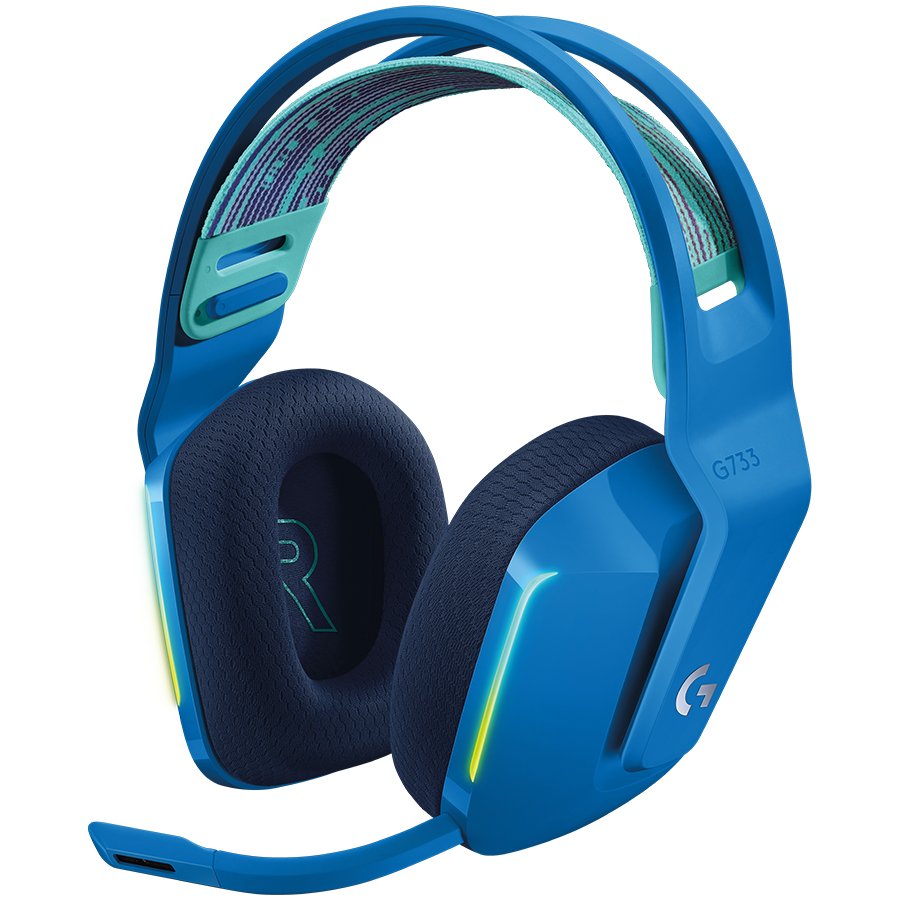 Gaming Earphone Logitech G733 Blue Lightspeed Wireless RGB, Microphone, Blue - Image 2