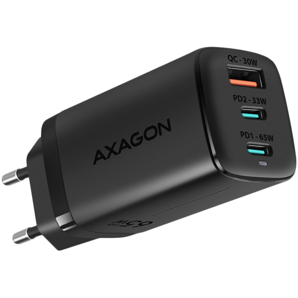 AXAGON GaN wallcharger 3x port (USB-A + 2x USB-C), 65W | ACU-DPQ65