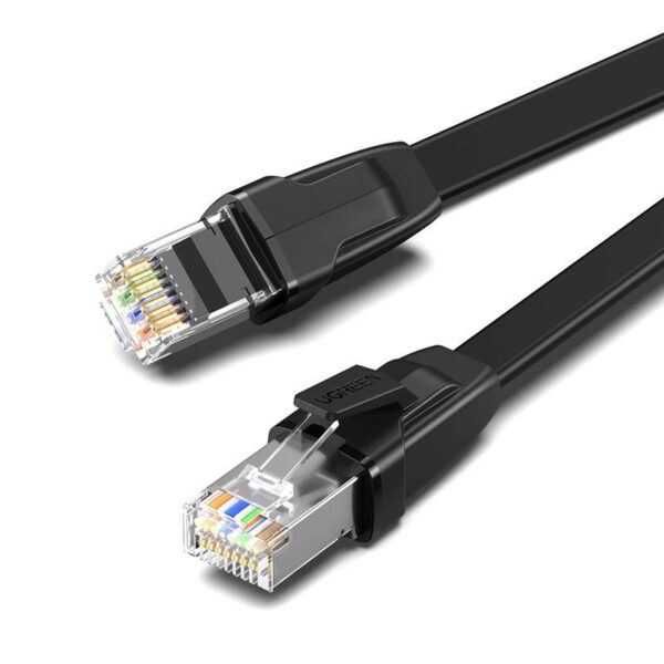 PATCH CORD U/FTP Ugreen Cat8, "NW134" fire din cupru, flat cable, viteza maxima 40 Gbps, 2m, negru "70672" (timbru verde 0.08 lei) - 6957303876723