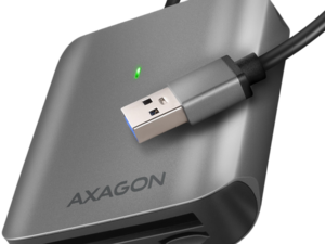 Axagon Aluminum high-speed USB-A 3.2 Gen 1 memory card reader. 3 slots, UHS-II.