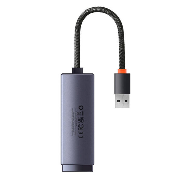 ADAPTOR RETEA Baseus Lite, USB 2.0 to RJ-45 10/100 Mbps Adapter, metalic, LED, gri "WKQX000013" (timbru verde 0.18 lei)  - 6932172606046 - Image 3