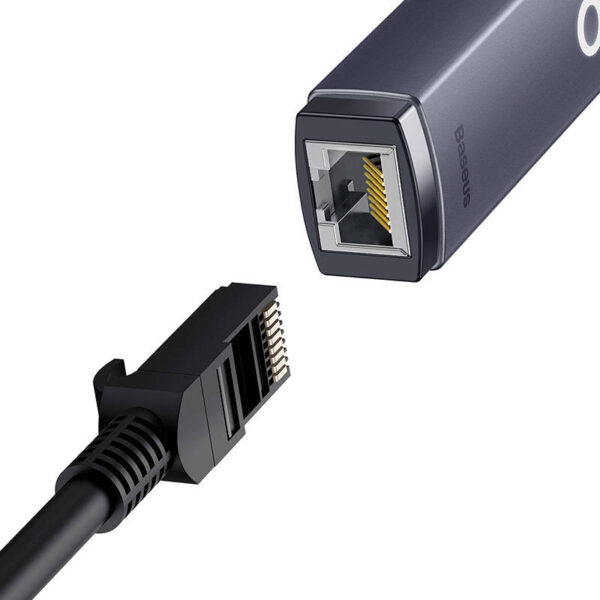 ADAPTOR RETEA Baseus Lite, USB 2.0 to RJ-45 10/100 Mbps Adapter, metalic, LED, gri "WKQX000013" (timbru verde 0.18 lei)  - 6932172606046 - Image 7