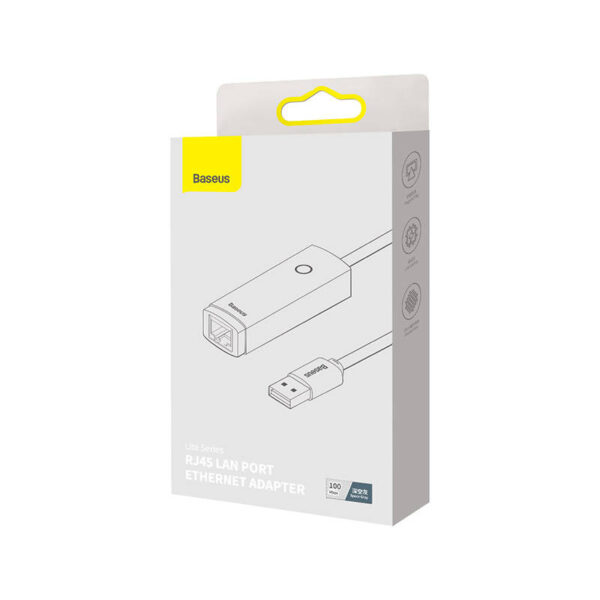 ADAPTOR RETEA Baseus Lite, USB 2.0 to RJ-45 10/100 Mbps Adapter, metalic, LED, gri "WKQX000013" (timbru verde 0.18 lei)  - 6932172606046