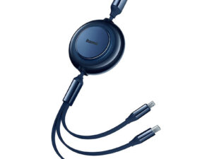 CABLU alimentare si date Baseus Bright Mirror 2 One-for-three Retractable,pt. smartphone,USB la Micro-USB+Lightning +USB Type-C 3.5A, 1.1m,albastru "CAMJ010003" (timbru verde 0.18 lei) -6932172609054