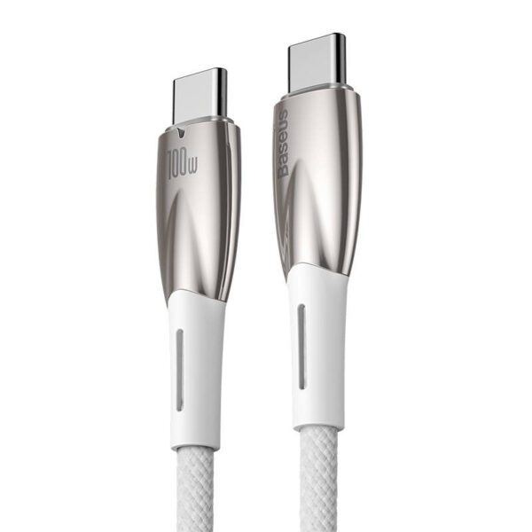 CABLU alimentare si date Baseus Glimmer, Fast Charging Data Cable pt. smartphone, USB Type-C la USB Type-C 100W, 2m, alb "CADH000802" (timbru verde 0.08 lei) - 6932172618070 - Image 3