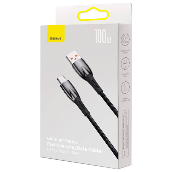 USB cable for USB-C Baseus Glimmer Series, 100W, 1m (Black) - Image 6
