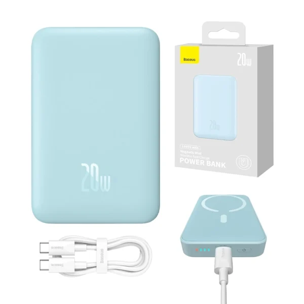 Powerbank Baseus Magnetic Mini 10000mAh, USB-C  20W MagSafe (blue) - Image 9
