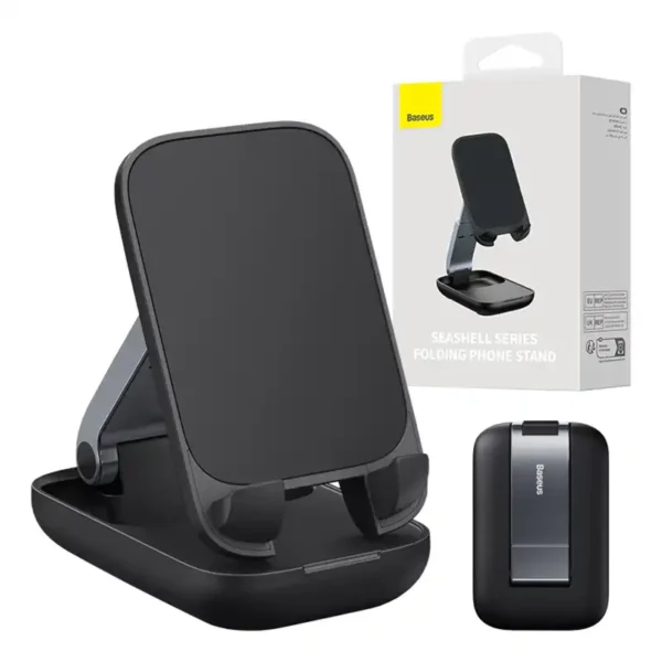 SUPORT Telefon Baseus Seashell Series Folding, pt. SmartPhone, pentru birou, negru "B10551500111-00" - 6932172630188