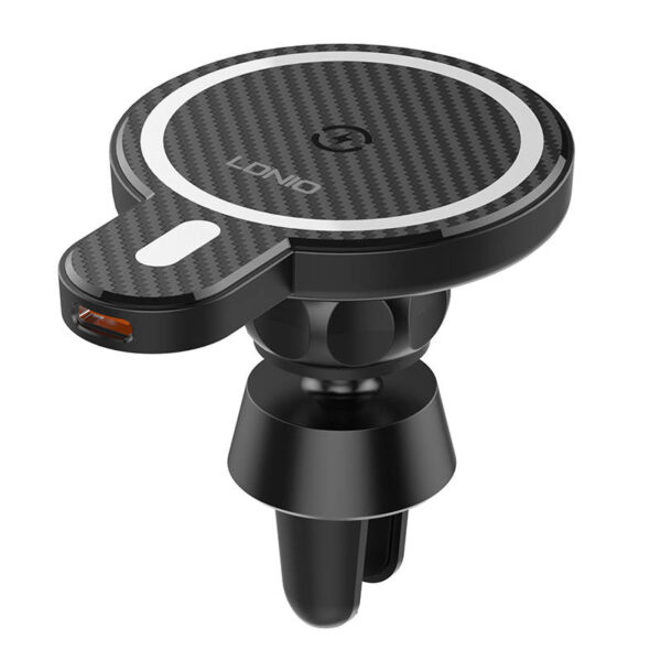 LDNIO Car Mount ,MA20 with inductive charger 15W and metal ring (Black) - Image 3