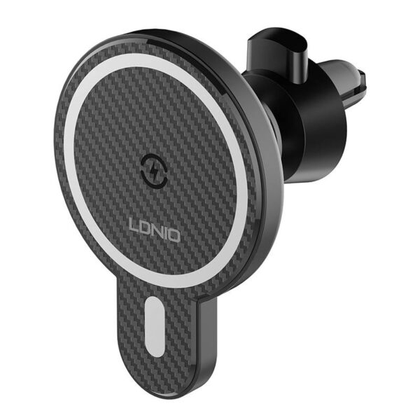 LDNIO Car Mount ,MA20 with inductive charger 15W and metal ring (Black) - Image 2