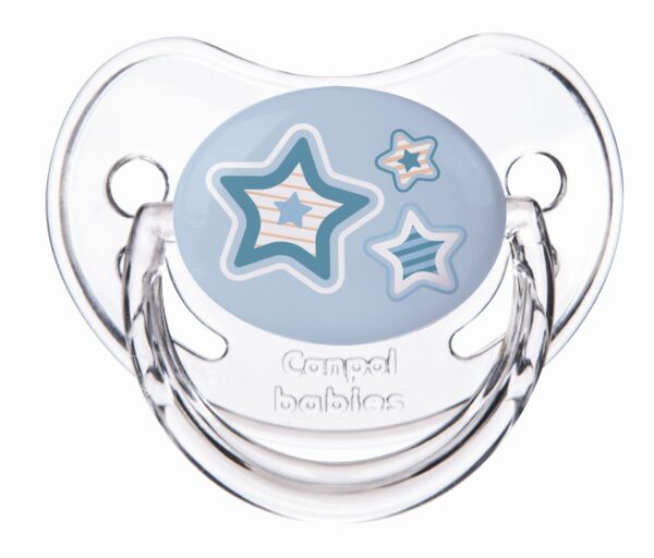 CANPOL BABIES Orthodontic silicone soother  0-6 months (1 pc) Newborn baby 22/565 blue stars - Image 2