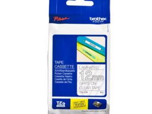TZE-135 LAMINATED TAPE 12MM 8M/WHITE ON CLEAR