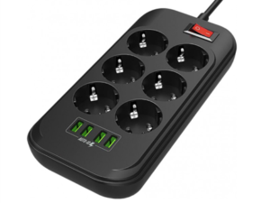 COLORWAY Prodlužovací napájecí přívod/ 6x Schuko/ 4x USB 5V / kabel 2m