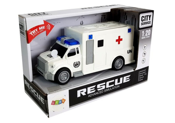 Auto Ambulance with friction drive white 1:20 with sound - Image 4