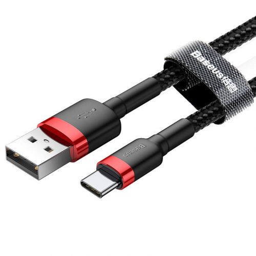 CABLU alimentare si date Baseus Cafule, Fast Charging Data Cable pt. smartphone, USB la USB Type-C 3A, 1m, rosu + negru "CATKLF-B91" (timbru verde 0.08 lei) - 6953156278219 - Image 7