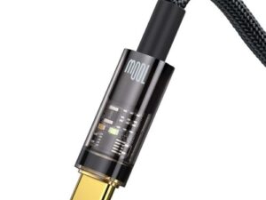 CABLU alimentare si date Baseus Explorer, Fast Charging Data Cable pt. smartphone, USB la USB Type-C 100W, 1m, Auto Power-Off, negru transparent "CATS000201" (timbru verde 0.18 lei) - 6932172605704