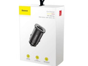 INCARCATOR auto Baseus Square metal, 1 x USB Output 5V/3A si 1 x USB Type-C Output 5V/3A, total output 30W, pt. bricheta auto, negru "CCALL-AS01" (timbru verde 0.8 lei) - 6953156281837