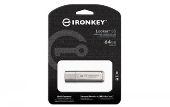 Kingston IronKey Locker+ 50 - USB flash-enhet - krypterat - 64 GB - USB 3.2 Gen 1