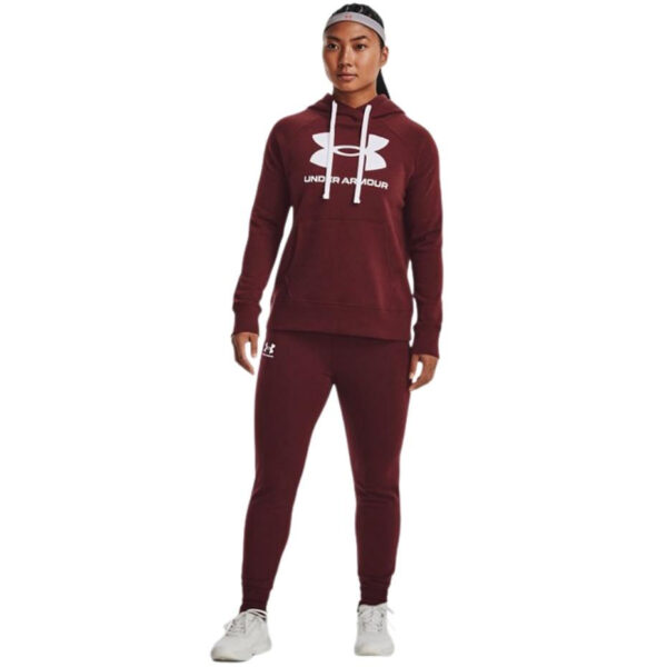 Under Armour Women's Rival Fleece Logo Hoodie Burgundy 1356318 690 - Image 4