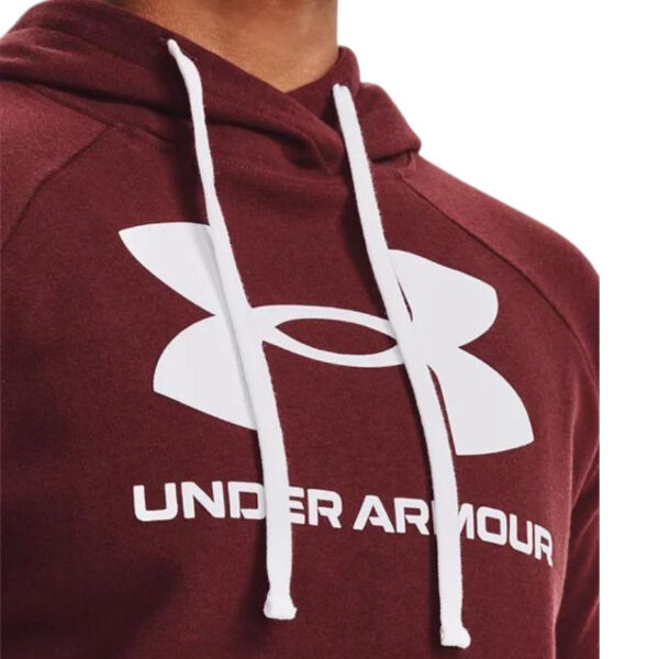 Under Armour Women's Rival Fleece Logo Hoodie Burgundy 1356318 690 - Image 5