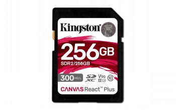 Kingston paměťová karta 256GB Canvas React Plus SDXC UHS-II 300R/260W U3 V90 for Full HD/4K/8K