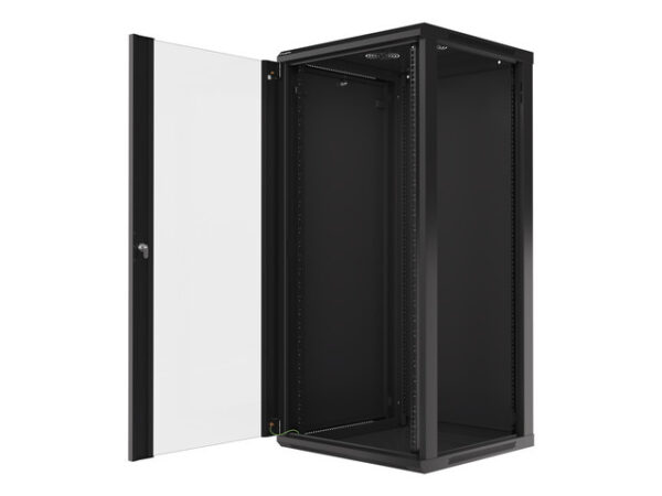 Lanberg wall-mounted installation rack cabinet 19'' 27U 600x600mm black (glass door) - Image 7
