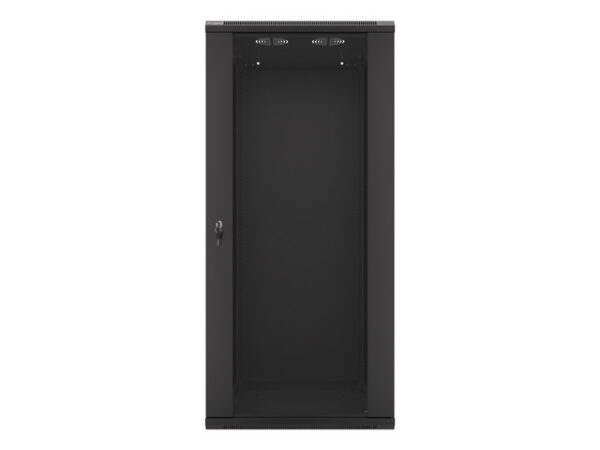 Lanberg wall-mounted installation rack cabinet 19'' 27U 600x600mm black (glass door) - Image 2