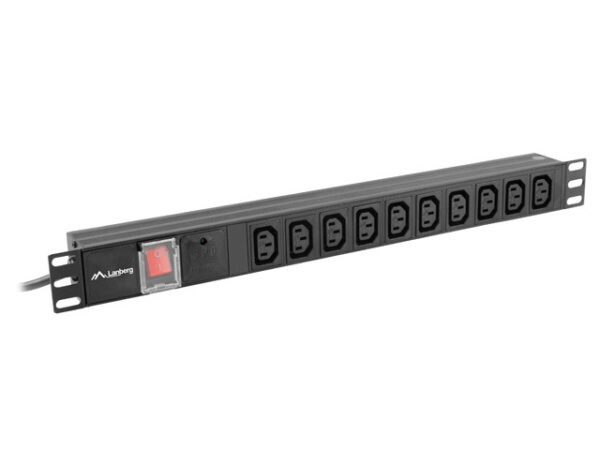 Lanberg listwa zasilająca rack PDU 19" 1U 10A 10x IEC C13 2m czarna C14