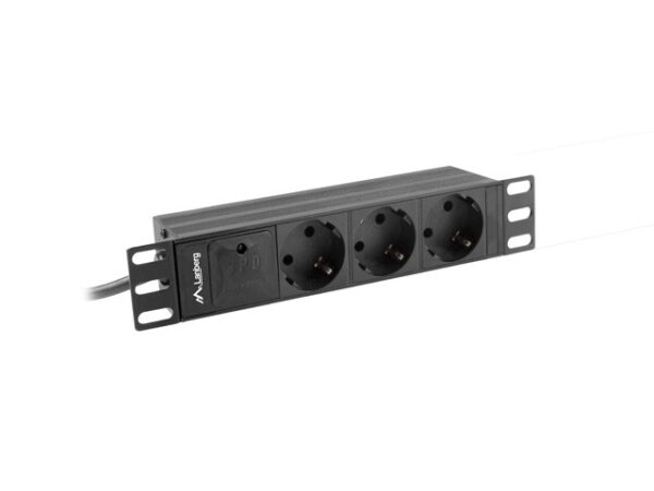 Lanberg listwa zasilająca rack PDU 10" 1U 10A 2m 3x Schuko czarna C14