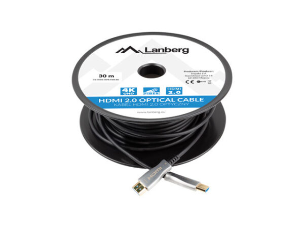 Lanberg kabel HDMI v2.0 M/M 30m optyczny AOC czarny - Image 5