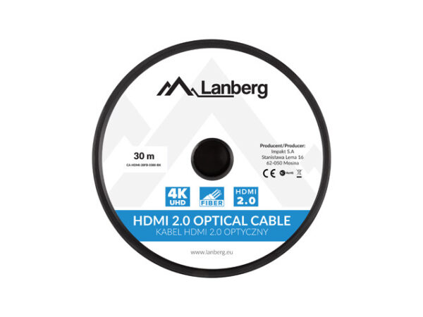 Lanberg kabel HDMI v2.0 M/M 30m optyczny AOC czarny