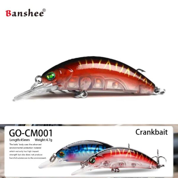 Vobleris Banshee Crankbait 45mm 4.7g GO-CM001 Red Black Back, Plūdrus - Image 3