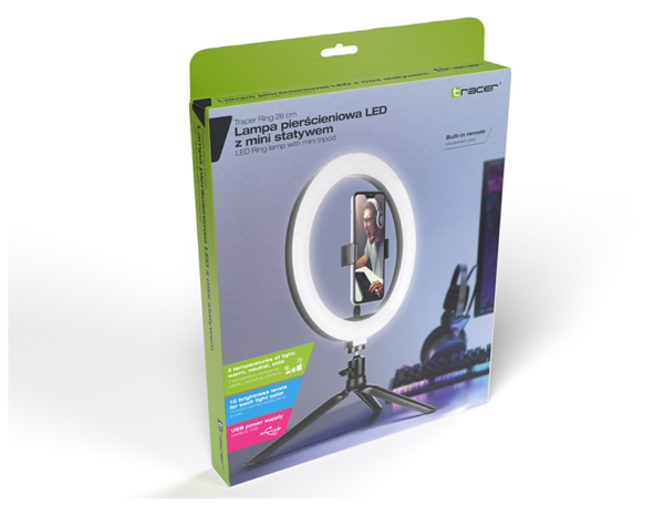 Lampa pierścieniowa Ring 26 cm z mini statywem