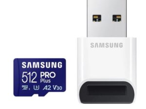 Samsung | PRO Plus microSD Card with USB Adapter | 512 GB | MicroSDXC | Flash memory class U3, V30, A2