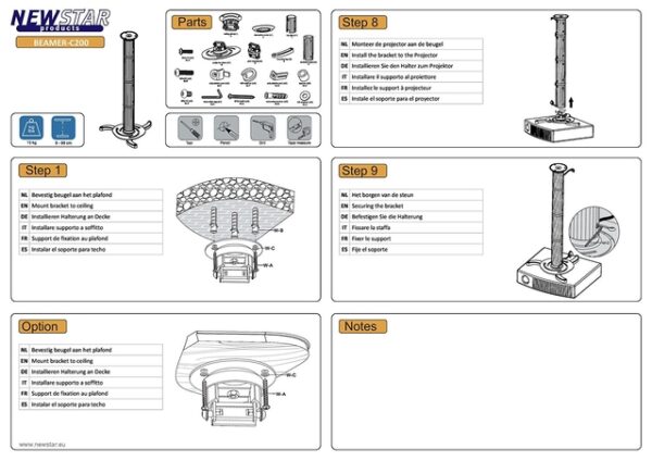 Neomounts BEAMER-C200 bracket - full-motion - for projector - silver - Image 7