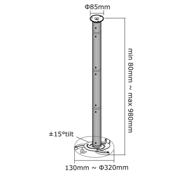 Neomounts BEAMER-C200 bracket - full-motion - for projector - silver - Image 3