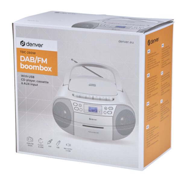 BT Boombox Denver TDC-280W with DAB+ and FM radio white - Image 9
