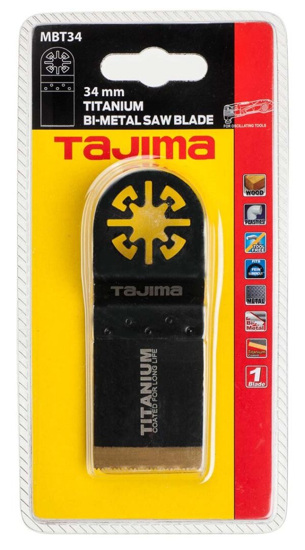 Multitool bimetal saw blade titanium coated, flush cut 34mm. For wood, plastic and metal