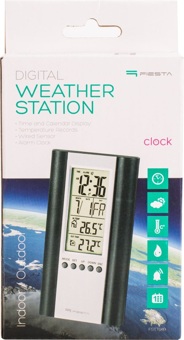 Fiesta FSTT04B Digital Weather Station Indoor / Outdoor / Thermometer / Calendar / Clock / Alarm Clock / LCD - Image 3