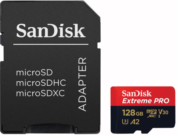 Sandisk memory card microSDXC 128GB Extreme Pro + adapter