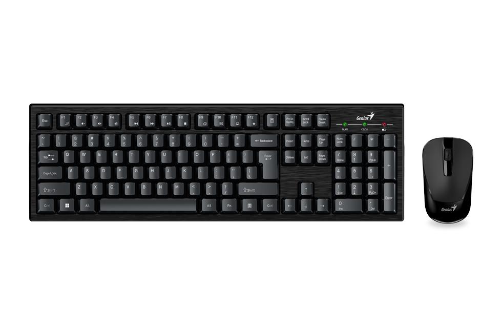 KIT wireless GENIUS, tastatura wireless 104 taste (slim) + mouse wireless 1000dpi, 3 butoane, black, "KM-8101", SmartGenius app "31340014400" (timbru verde 0.8 lei)