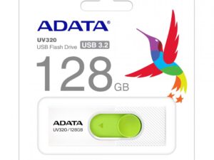 MEMORIE USB ADATA 128 GB, USB 3.1, retractabila, carcasa plastic, alb/ verde, "AUV320-128G-RWHGN" (timbru verde 0.03 lei)