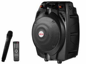 BOXE portabile AKAI, troller 1.0, RMS 30 W, microfon wireless, Bluetooth, cu fir,telecomanda wireless, conector Bluetooth, alimentare 220V, Jack 3.5mm, USB, negru, "SS022A-X6" (timbru verde 40 lei)