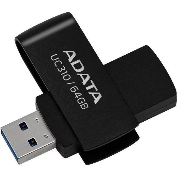 MEMORIE USB 3.2 ADATA 64 GB, protectie slide laterala, carcasa plastic, negru, "UC310-64G-RBK" (timbru verde 0.03 lei) - Image 2