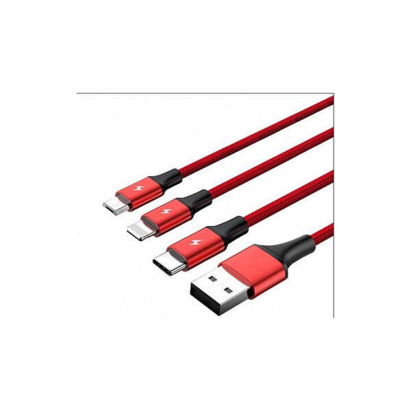 Unitek micro USB/Lightning/USB-C 1.2m czerwony