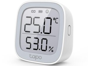 SENZOR SMART de temp si umiditate TP-LINK, necesita hub Tapo H100 ptr functionare,programare prin smartph aplic Tapo,display 2.7" E-ink, 2xbaterii AAA,WiFi, alb "Tapo T315" (timbru verde 0.18 lei)
