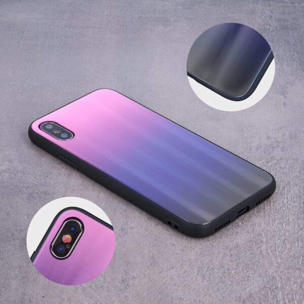 Mocco Aurora Glass Silicone Back Case for Apple iPhone 6 Plus / 6S Plus Pink - Black - Image 4